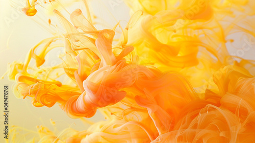 Yellow and Peach liquid ink churning together, with a realistic texture