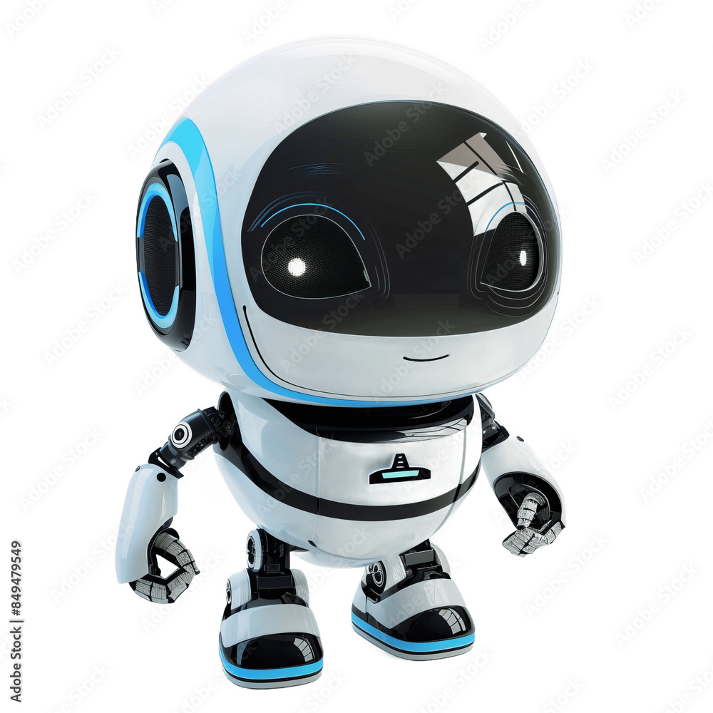 3d Robot chatbot on white transparent background AI in science and business Technology and engineering concept