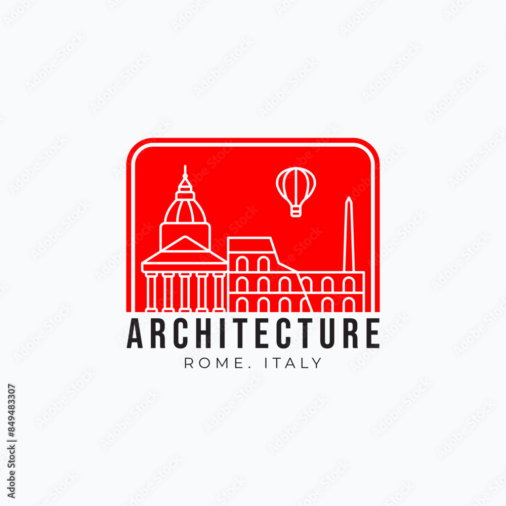 Minimalist architecture landmark building of rome italy icon logo vector illustration design. Simple traveling logo badge concept. Minimalist architecture landmark building of rome italy icon logo vector illustration design. Simple traveling logo badge concept.