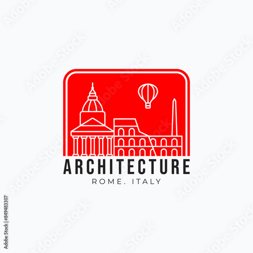 Minimalist architecture landmark building of rome italy icon logo vector illustration design. Simple traveling logo badge concept.