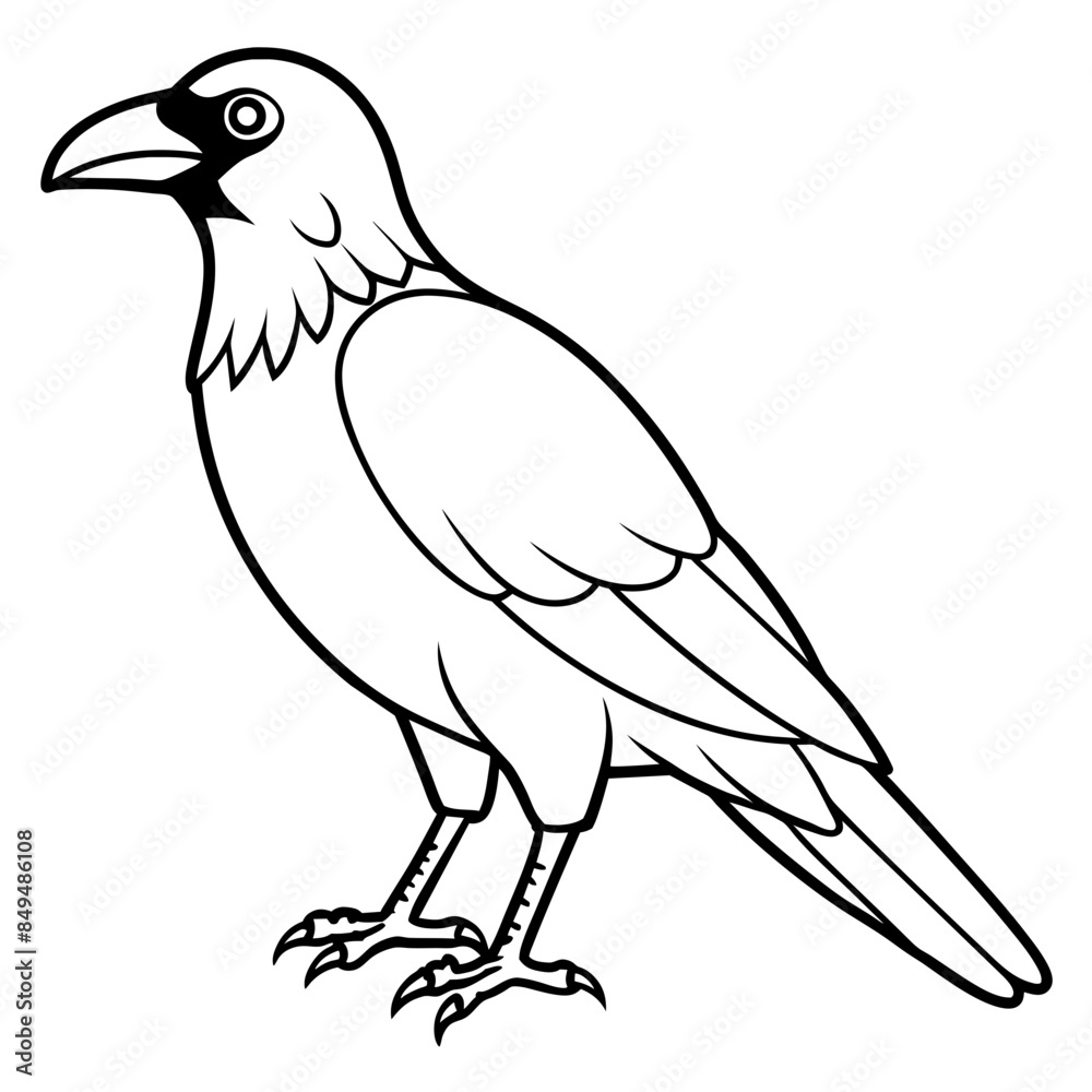 Fototapeta premium solid-black-outline-common-raven-animal-vector
