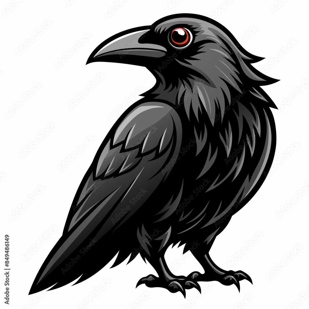 Fototapeta premium solid-black-outline-common-raven-animal-vector