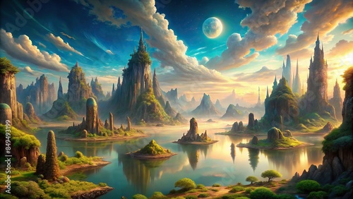 A surreal and fantastical landscape stretching the boundaries of human imagination, surreal, fantasy, limitless photo