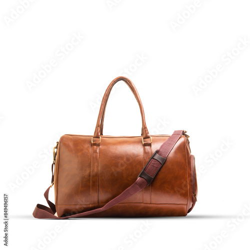 duffel bag travel case leather holdall valise fashion modern carry handle
