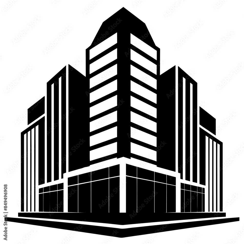 Obraz premium Business vector office glass facade vector silhouette