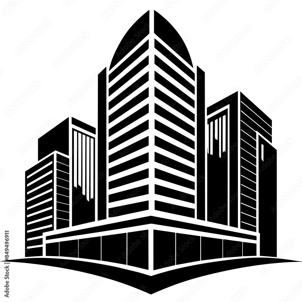Business vector office glass facade vector silhouette Business vector office glass facade vector silhouette