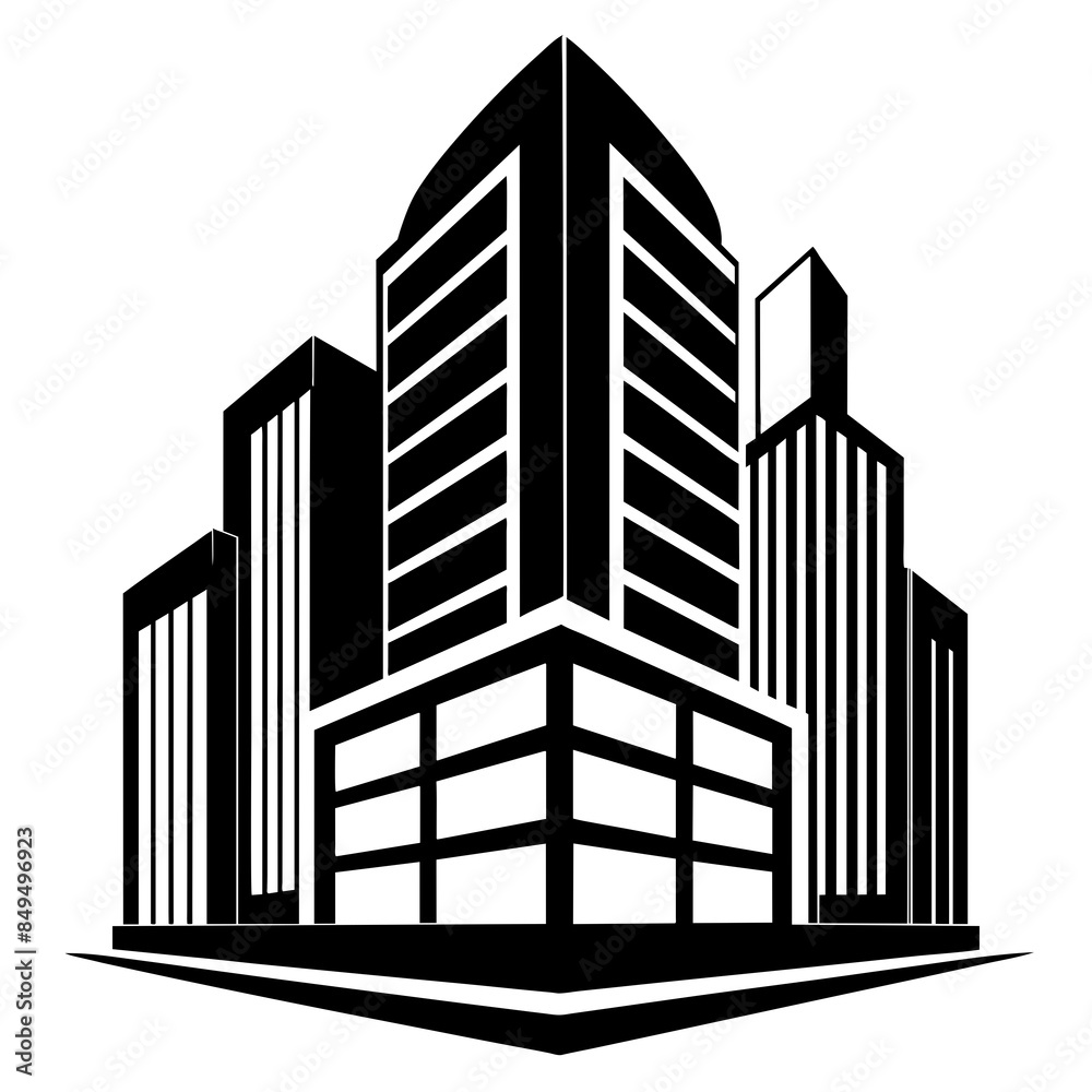 Business vector office glass facade vector silhouette Business vector office glass facade vector silhouette