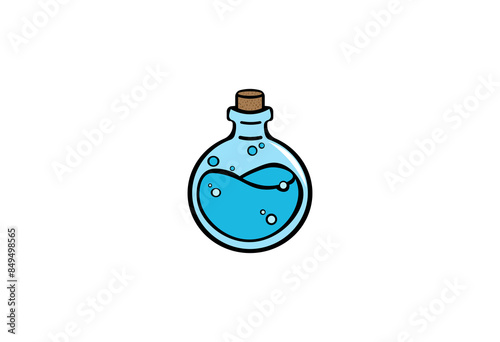 Vector illustration of a cartoon flask with bright liquid