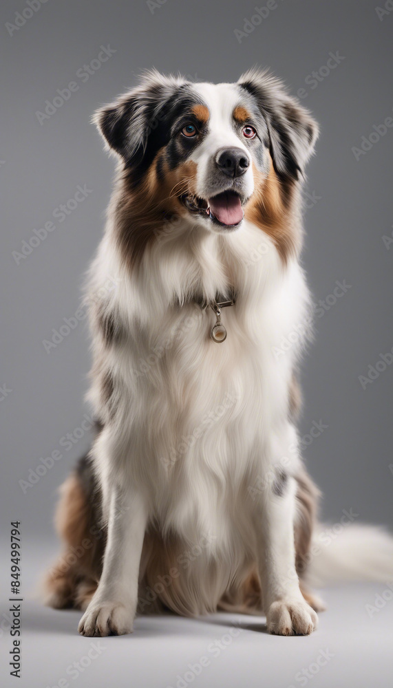 Australian shepherd sitting on white background Australian shepherd sitting on white background