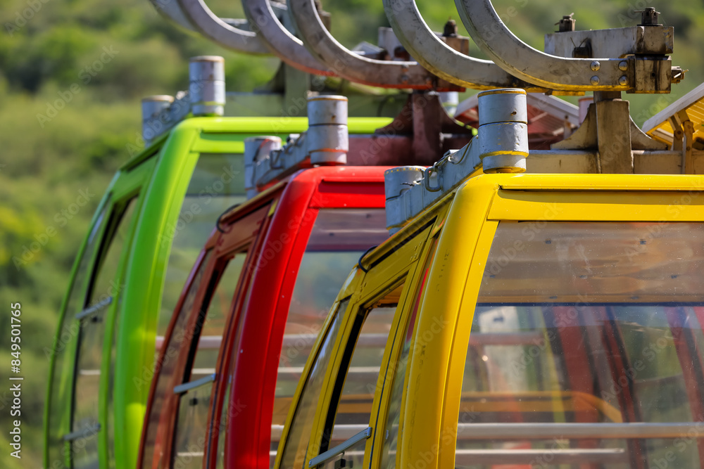 Close up view of Colorful cable cars at Udaipur, Rajasthan in India. Close up view of Colorful cable cars at Udaipur, Rajasthan in India.