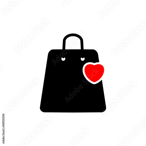 Shopping bag with heart line icon, outline vector sign, linear pictogram isolated on white. Symbol, logo illustration