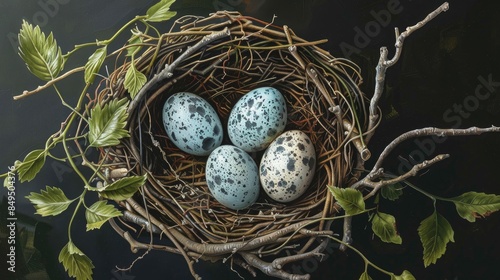 Eggs in a bird s nest photo