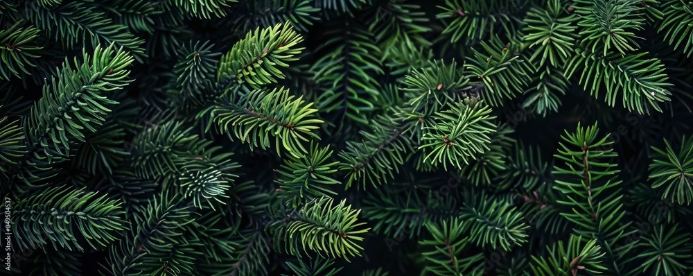 green pine tree leaves on dark background green pine tree leaves on dark background