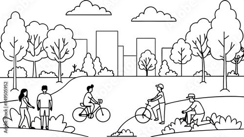 urban-park--an-urban-park-with-people-cycling-and