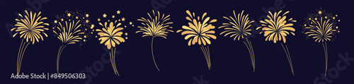 Celebration firework explode set, carnival party firecracker explosions