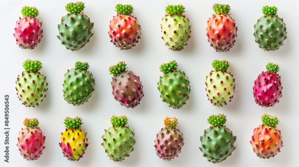 barbary fig fruit organized in rows and top view barbary fig fruit organized in rows and top view