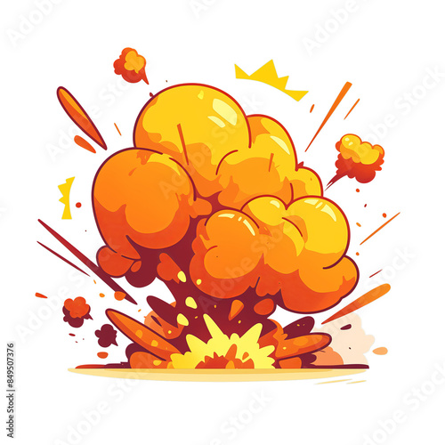 2D cartoon style explosion illustration.