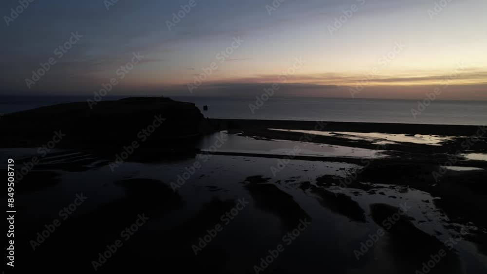 Aerial video over Black Sea beach, Reynisfjara Iceland at sunrise Aerial video over Black Sea beach, Reynisfjara Iceland at sunrise