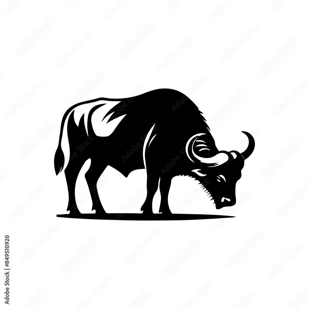 Obraz premium Black color drawing of a buffalo clipart