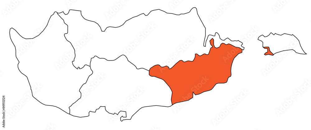 Obraz premium Outline of the map of the region of Cyprus - Larnaca Region