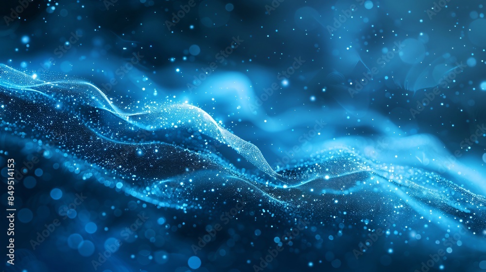 Blue background, light wave, stars Blue background, light wave, stars