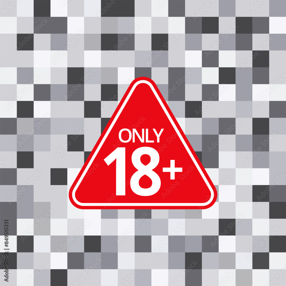 18 sign warning symbol isolated on white background, 18 plus, censored ...