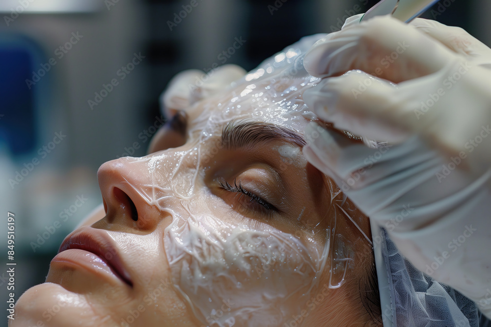 Close-Up of Chemical Peel Procedure in Professional Skincare Treatment Close-Up of Chemical Peel Procedure in Professional Skincare Treatment