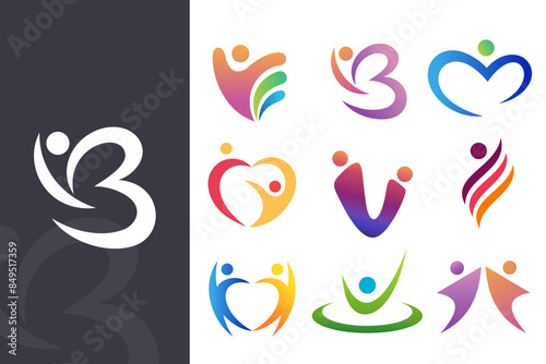human logo design , charity icon , social and community symbol . vector illustration