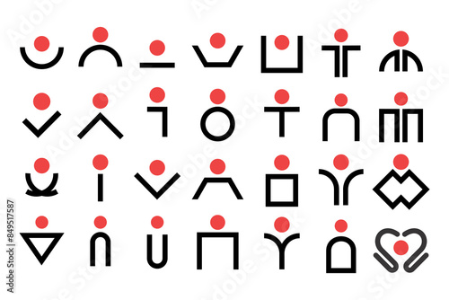 Abstract line People Logo Set. vector illustration