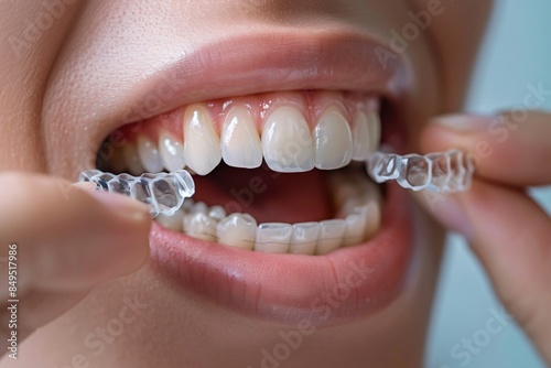 Inserting clear braces to prevent future dental issues