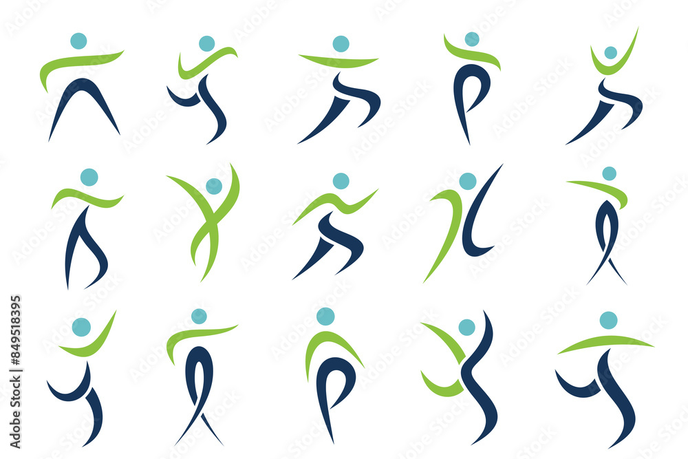 Abstract people logo design. sports, Gym ,fitness, running trainer icon set vector illustration Abstract people logo design. sports, Gym ,fitness, running trainer icon set vector illustration