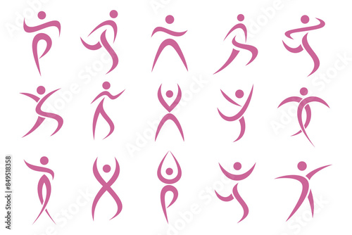 Abstract people logo design. sports, Gym ,fitness, running trainer icon set vector illustration