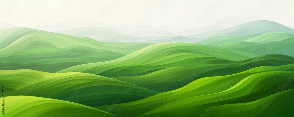 green grass hills in wave pattern with white sky background green grass hills in wave pattern with white sky background