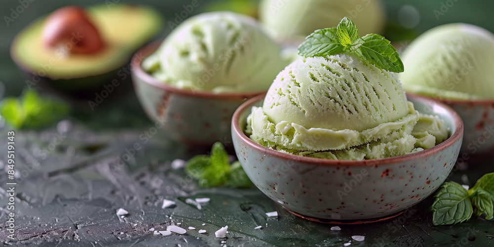 Avocado Ice Cream: Creamy and dairy-free ice cream made with ripe avocado, coconut milk, and sweetened with maple syrup or honey. Avocado Ice Cream: Creamy and dairy-free ice cream made with ripe avocado, coconut milk, and sweetened with maple syrup or honey.