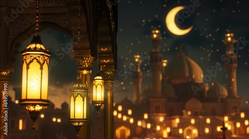 Illustration of Ramadan background with mosque