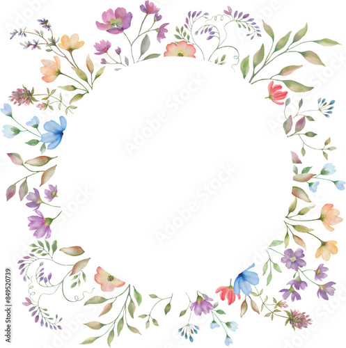 Wallpaper Mural Watercolor floral frame. Hand drawn illustration isolated on white background. Vector EPS. Torontodigital.ca