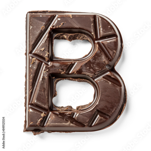 chocolate letter b on white background