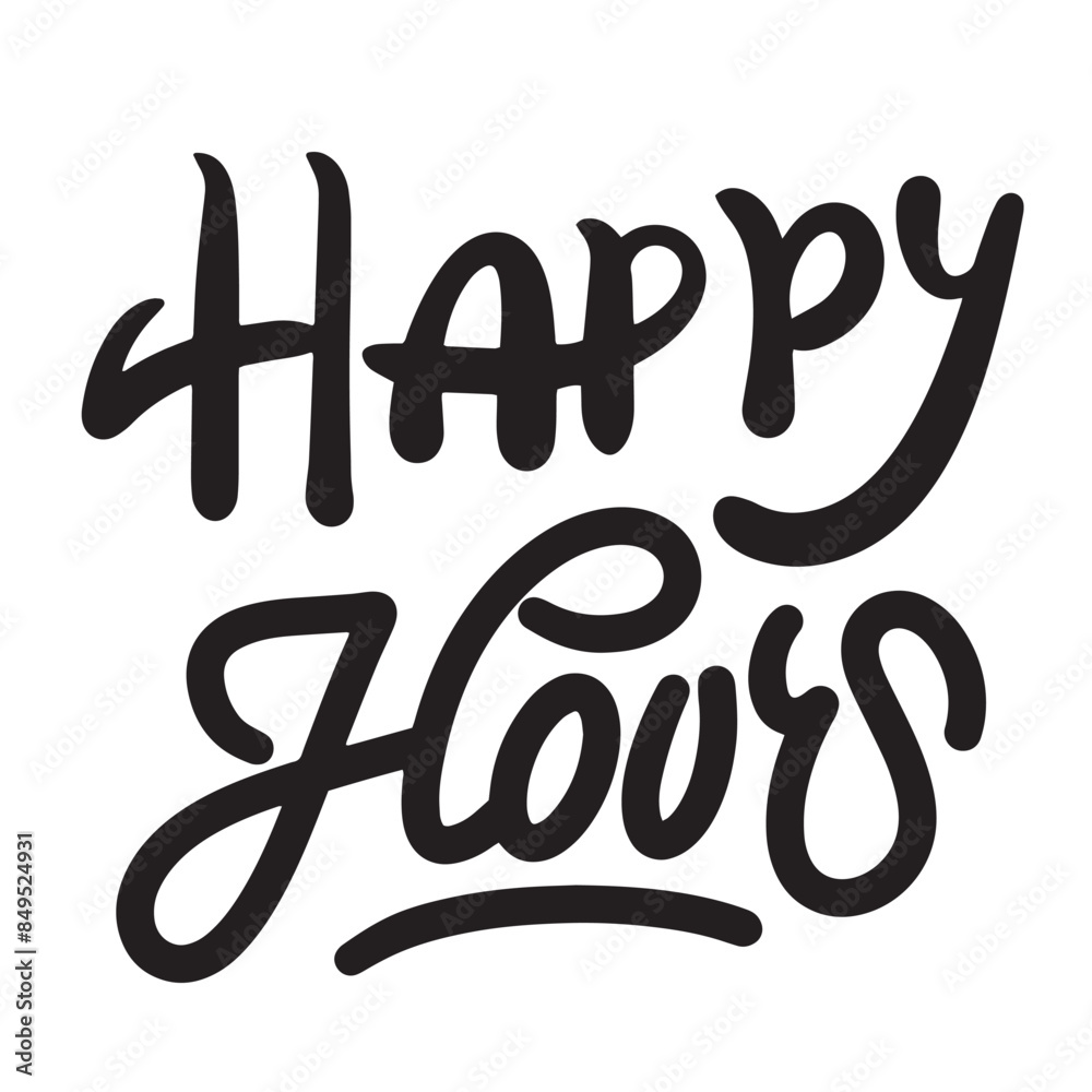 Happy Hours text lettering. Hand drawn vector art. Happy Hours text lettering. Hand drawn vector art.
