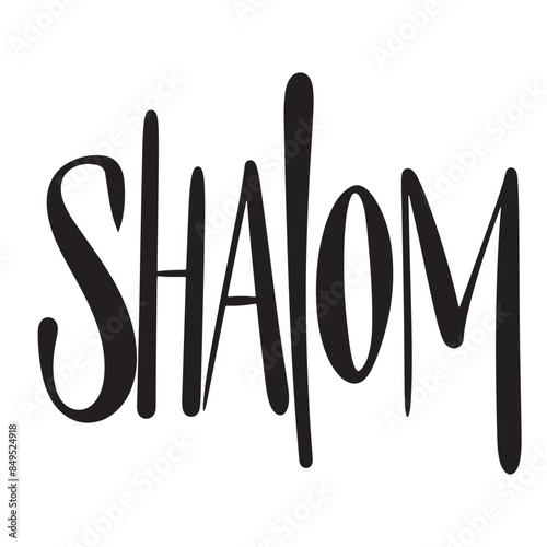Shalom text lettering. Hand drawn vector art.