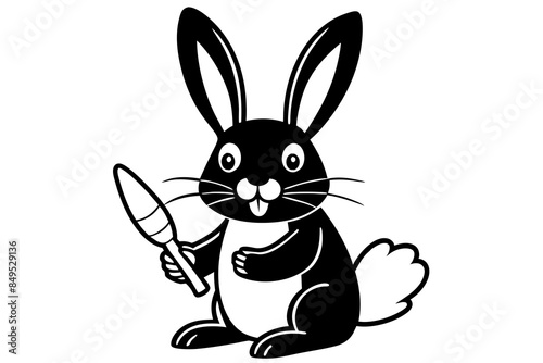 Rabbit Eating Carrot  silhouette Vector Illustration © Creative design zone