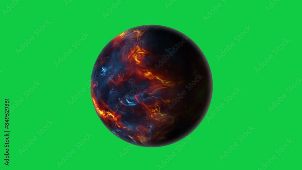 abstract unknown planet rotation seamless looping animation in green screen