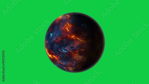 abstract unknown planet rotation seamless looping animation in green screen
