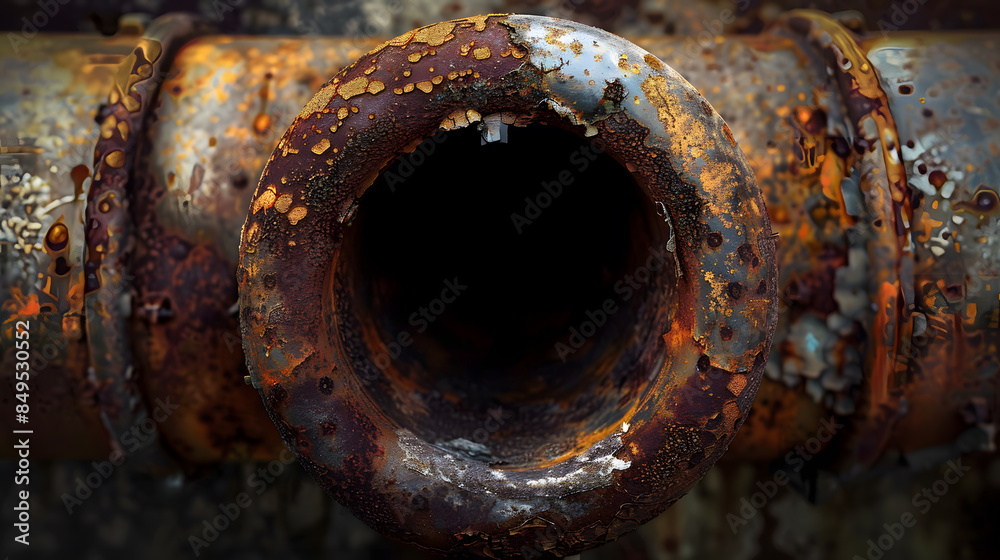 A rusty pipe with a bolt on it A rusty pipe with a bolt on it
