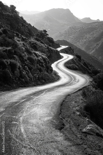 Winding Black and White Road