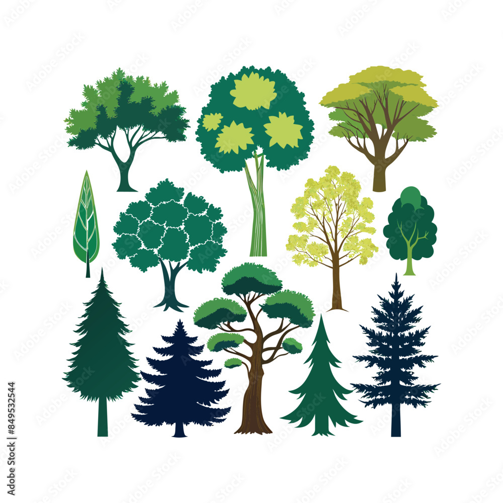 Fototapeta premium set of trees silhouettes
