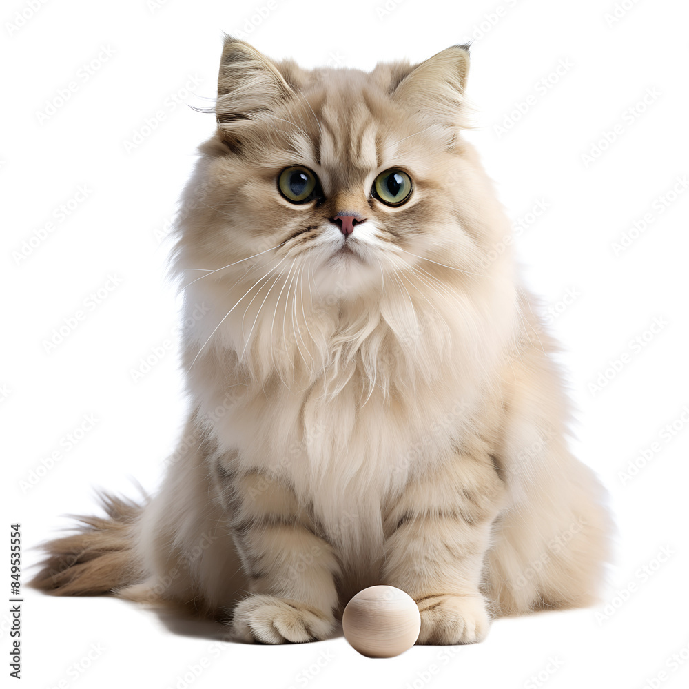 Fluffy Persian Cat with Beautiful Long Fur Sitting Upright Fluffy Persian Cat with Beautiful Long Fur Sitting Upright