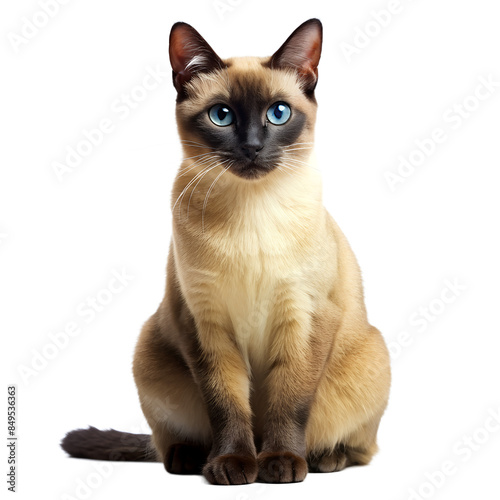 Close-Up Portrait of a Siamese Cat with Blue Eyes