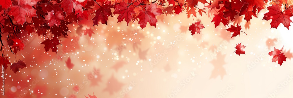 Red autumn leaves on a light background, concept of fall and nature Red autumn leaves on a light background, concept of fall and nature