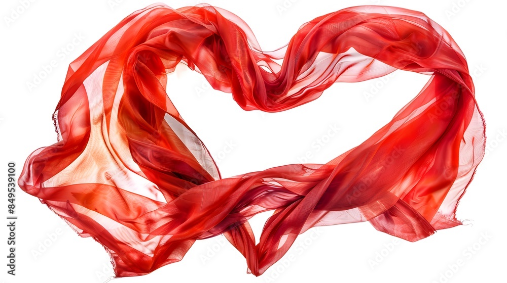 A red fabric with a heart shape