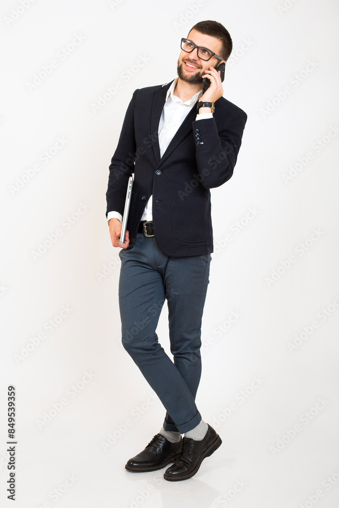 young handsome stylish hipster man in black jacket, business style young handsome stylish hipster man in black jacket, business style